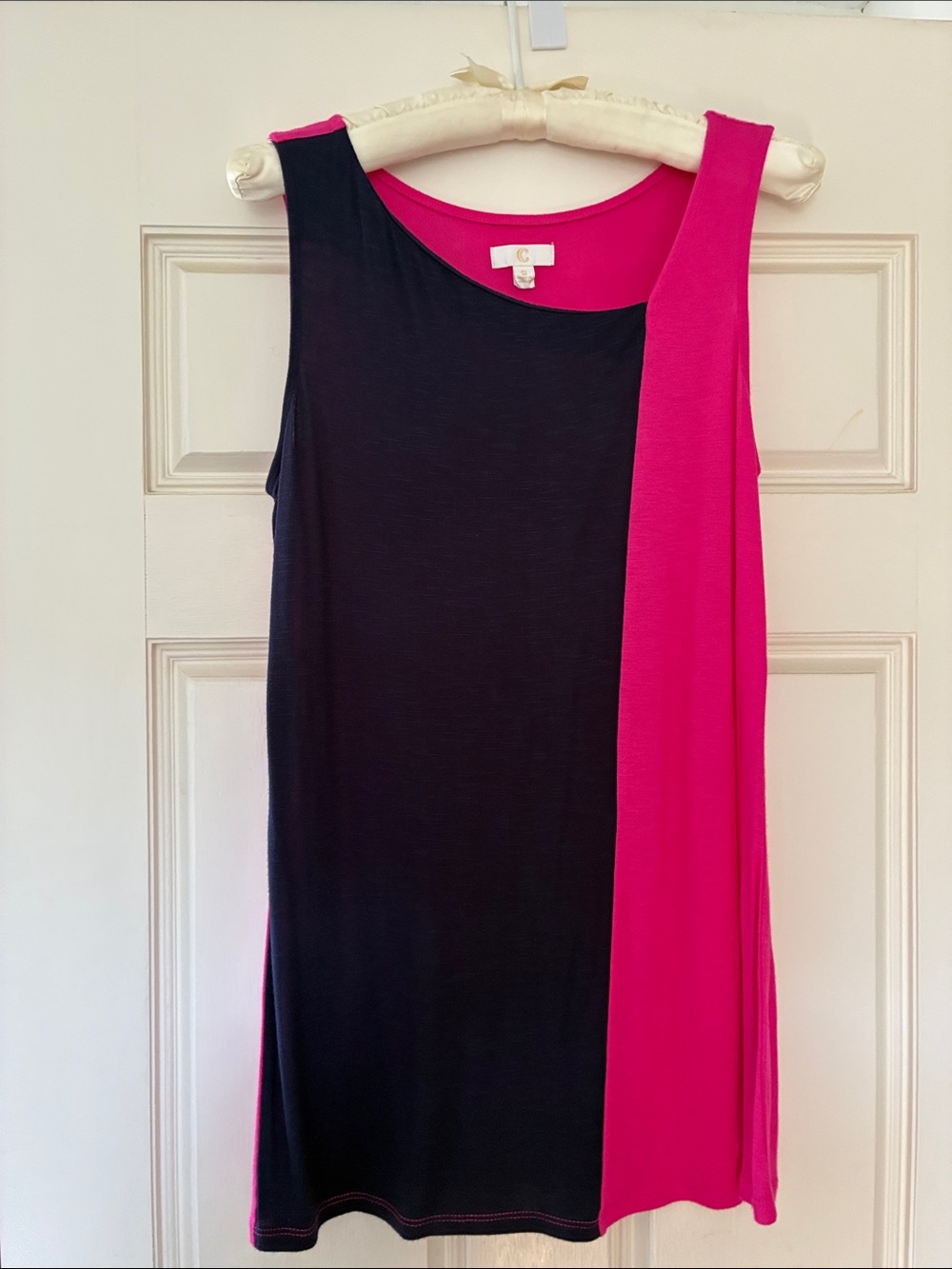 Charming Charlie Black and Hot Pink Asymmetric Tank